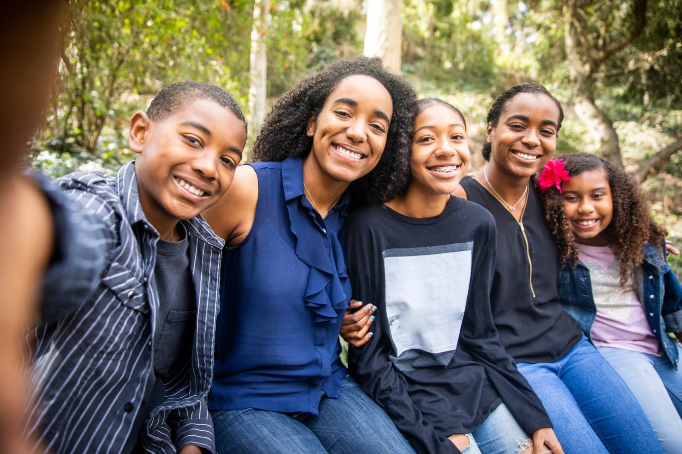 Group of Black Kids Taking a Selfie